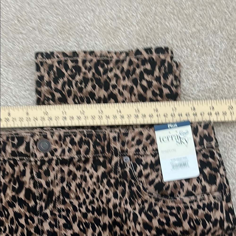 Terra & Sky Animal Print Black Brown Tan Straight Leg Stretch Pants 14W - Picture 4 of 9